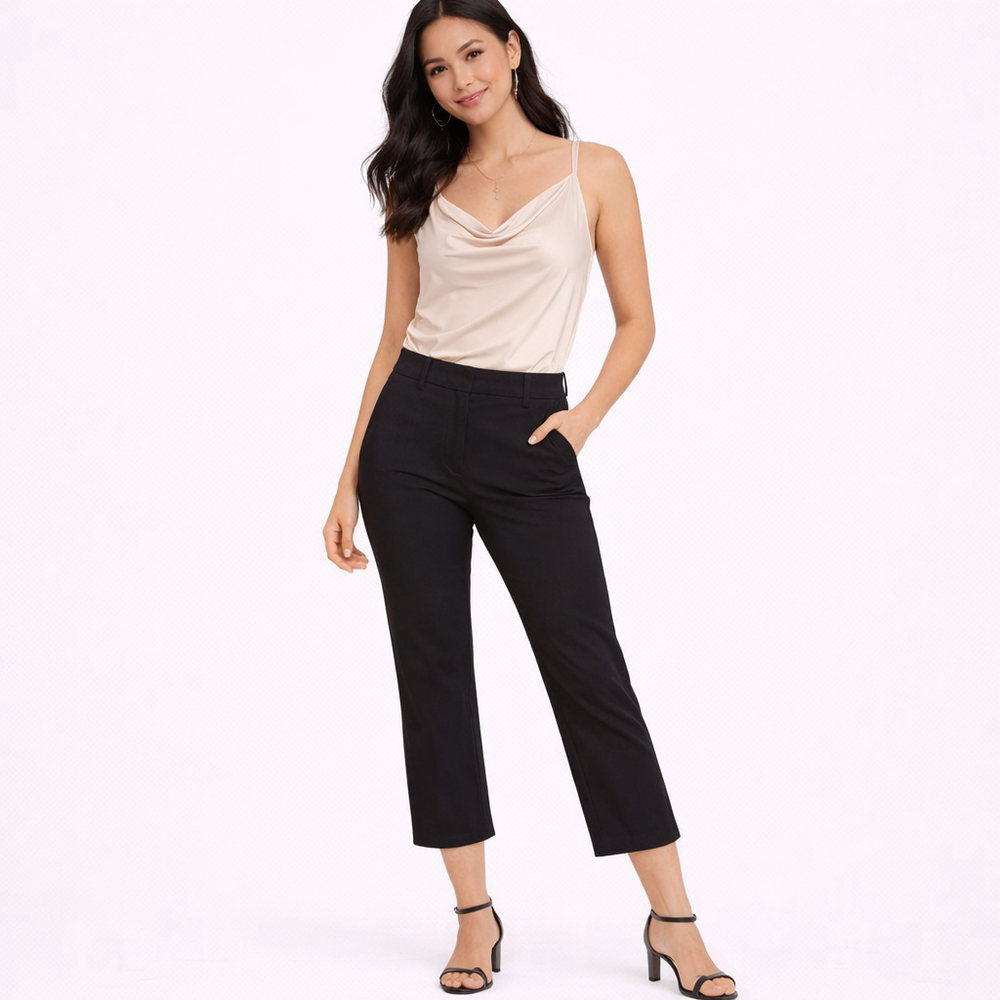 Express Black Cropped Stretch Dress Pants Women's Size 6 Work Business Casual